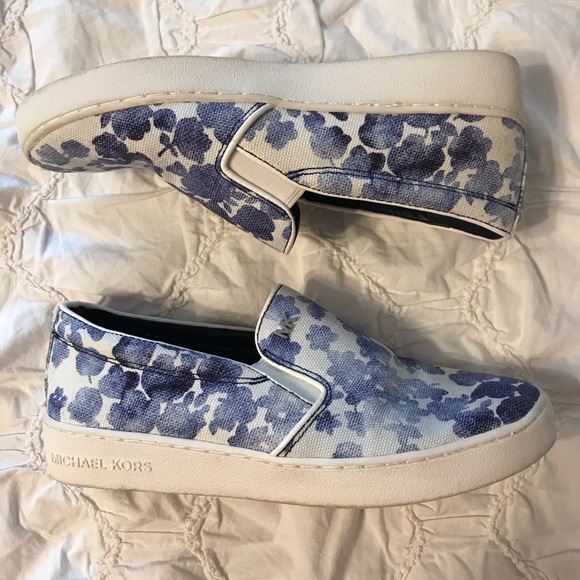 Michael Kors Shoes - Michael Kors Blue Floral Slip On Sneakers